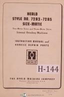 Heald-Heald Instruction Service Repair Parts Style Sizematic Internal Grinding Manual-Style 72A3-Style 72A5-01